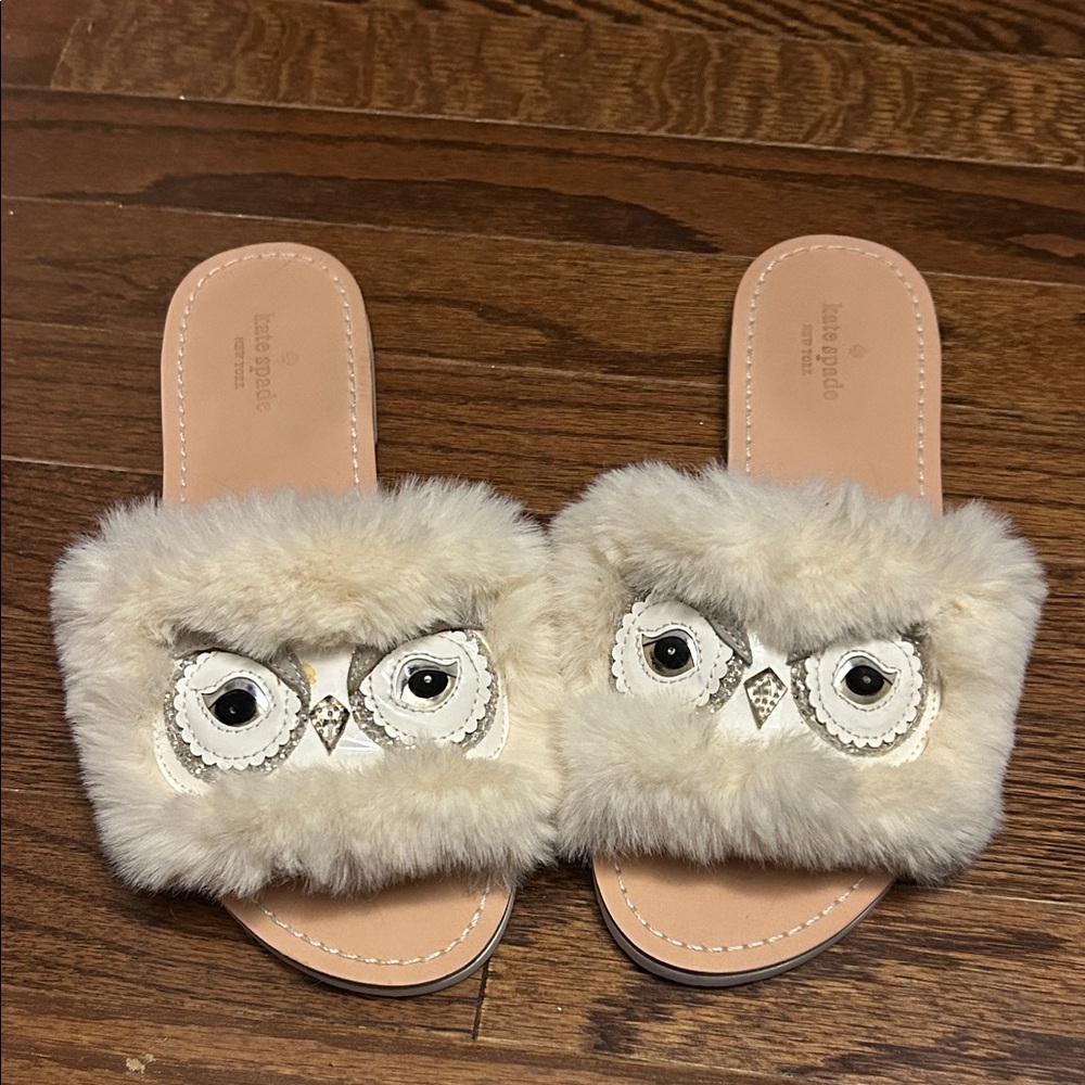Kate Spade Furry Owl Slides